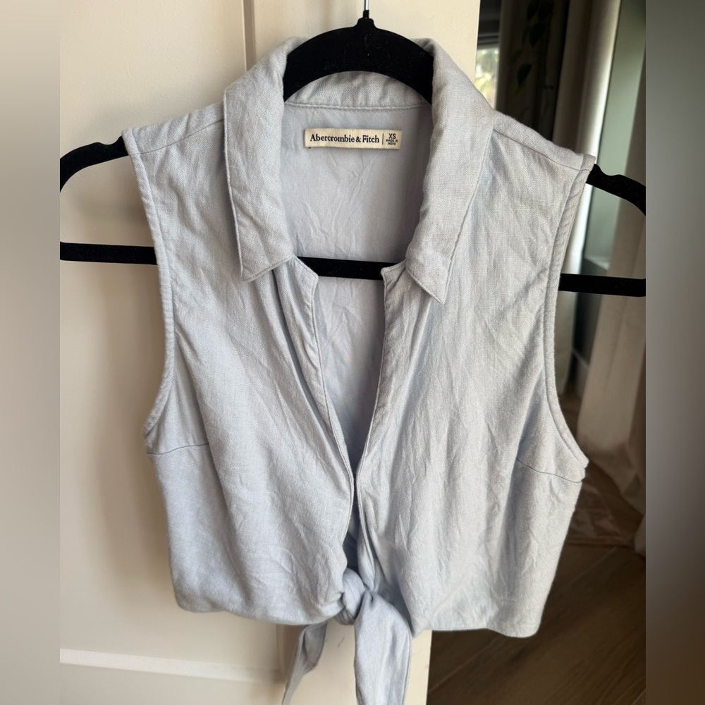 Abercrombie & Fitch Light Blue Tie-Front Blouse